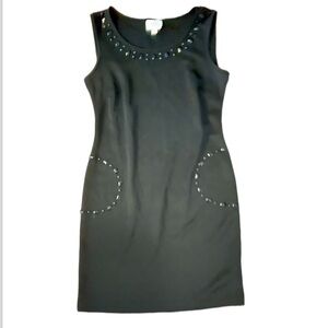 ECI Beaded black sleeveless form flattering sexy Holiday dress Sz 8